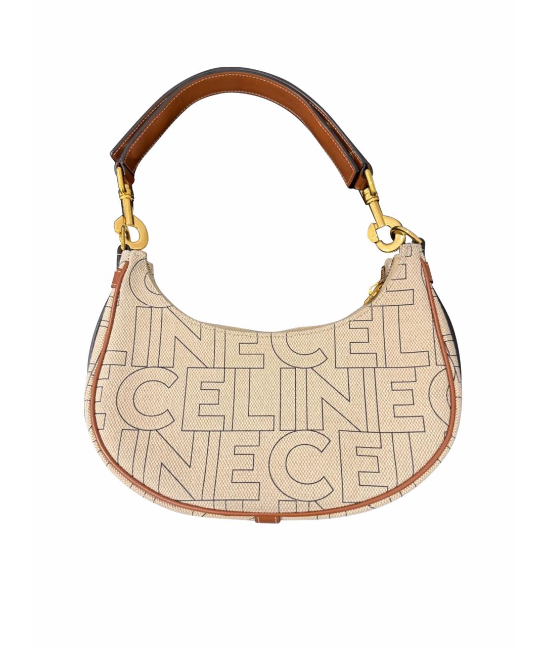 CELINE Бежевая тканевая сумка с короткими ручками, фото 1