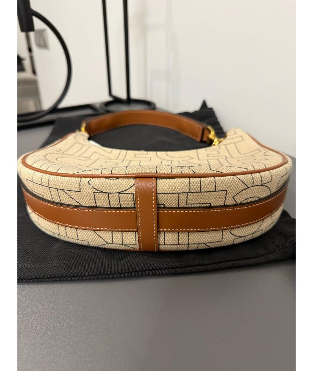 CELINE Бежевая тканевая сумка с короткими ручками, фото 6