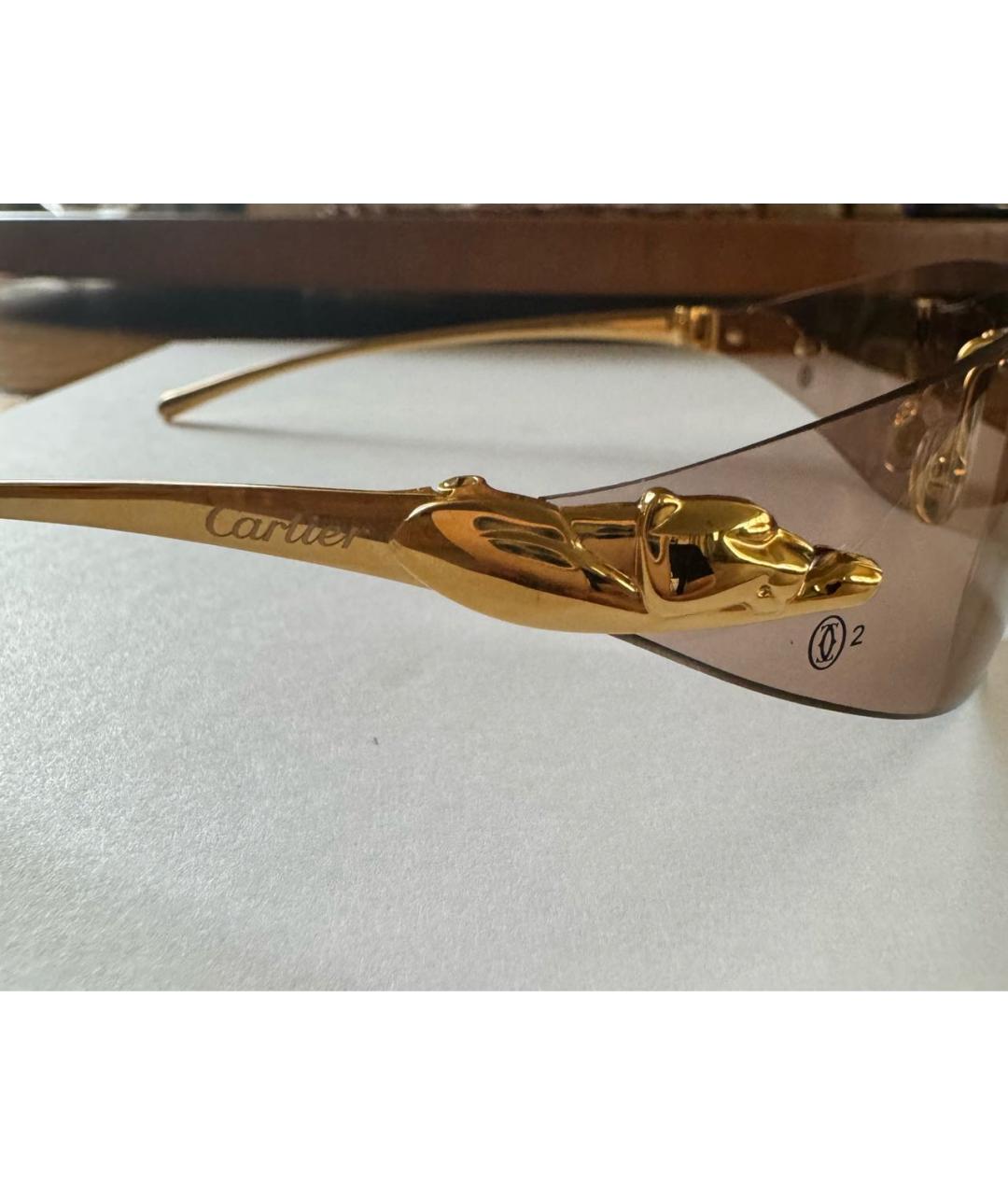 CARTIER Коричневые металлические солнцезащитные очки, фото 2