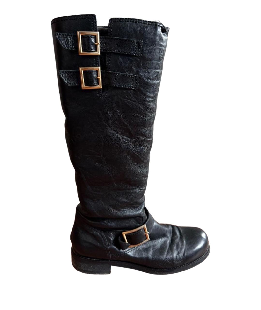 JIMMY CHOO Черные кожаные сапоги, фото 1
