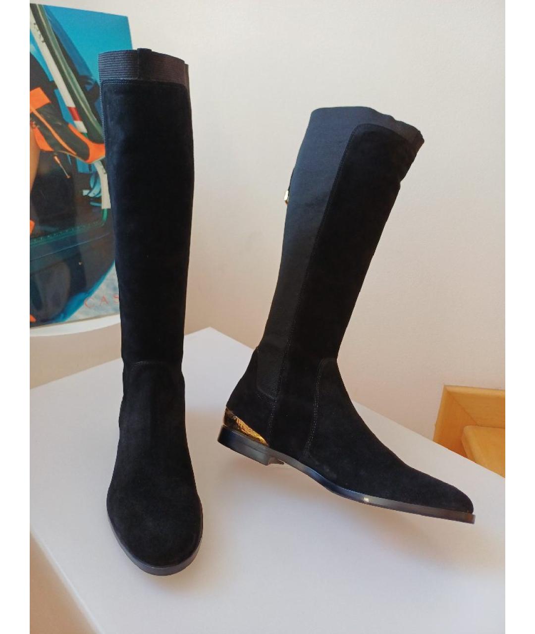 SERGIO ROSSI Черные замшевые сапоги, фото 4