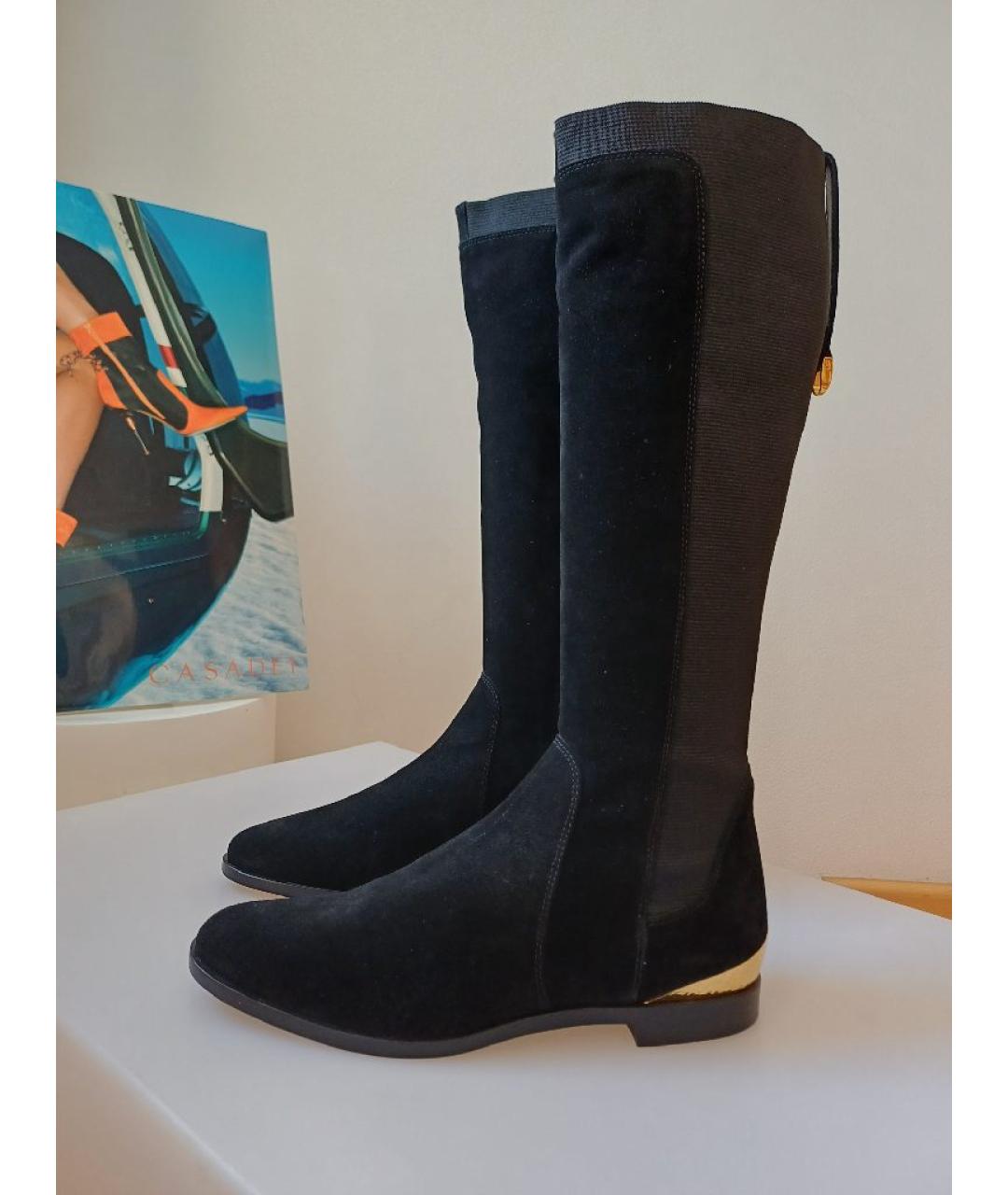 SERGIO ROSSI Черные замшевые сапоги, фото 2