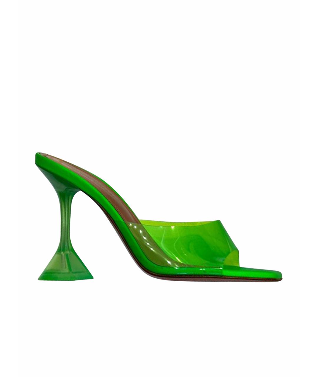 Amina Muaddi Салатовые кожаные босоножки, фото 9
