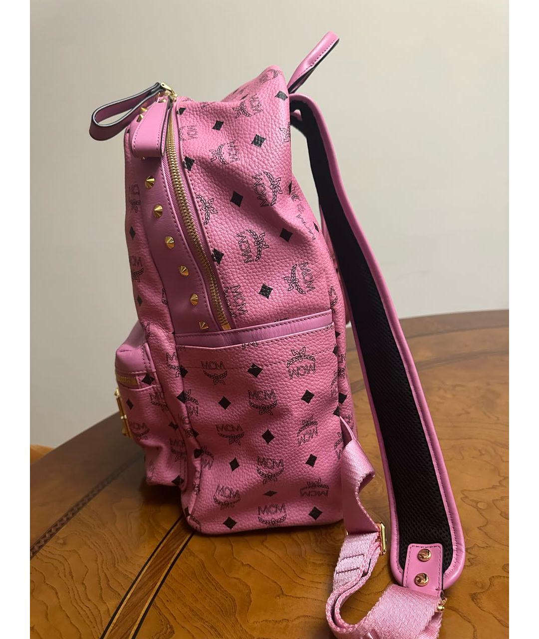 MCM Розовый кожаный рюкзак, фото 2