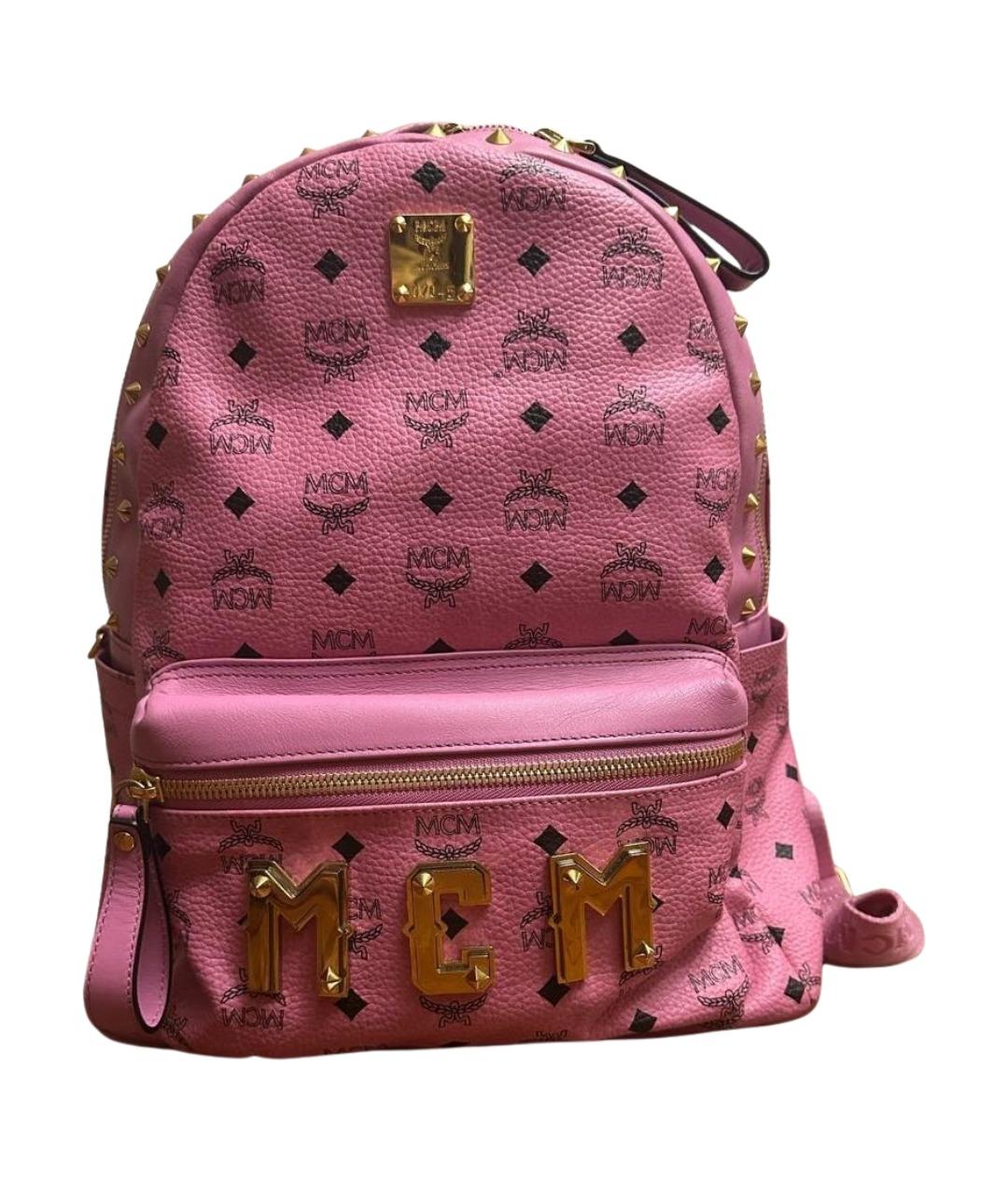 MCM Розовый кожаный рюкзак, фото 1