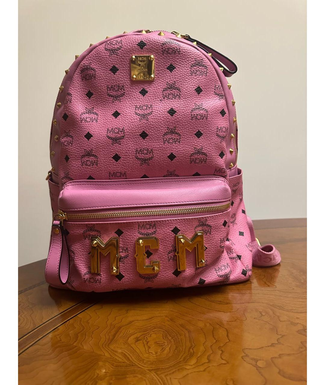 MCM Розовый кожаный рюкзак, фото 4