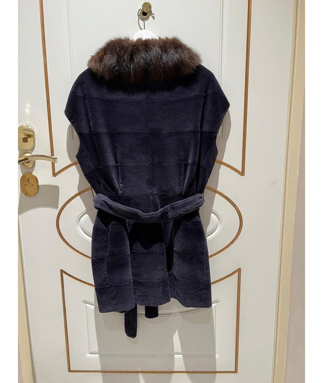 BRASCHI Темно-синяя меховая шуба, фото 2