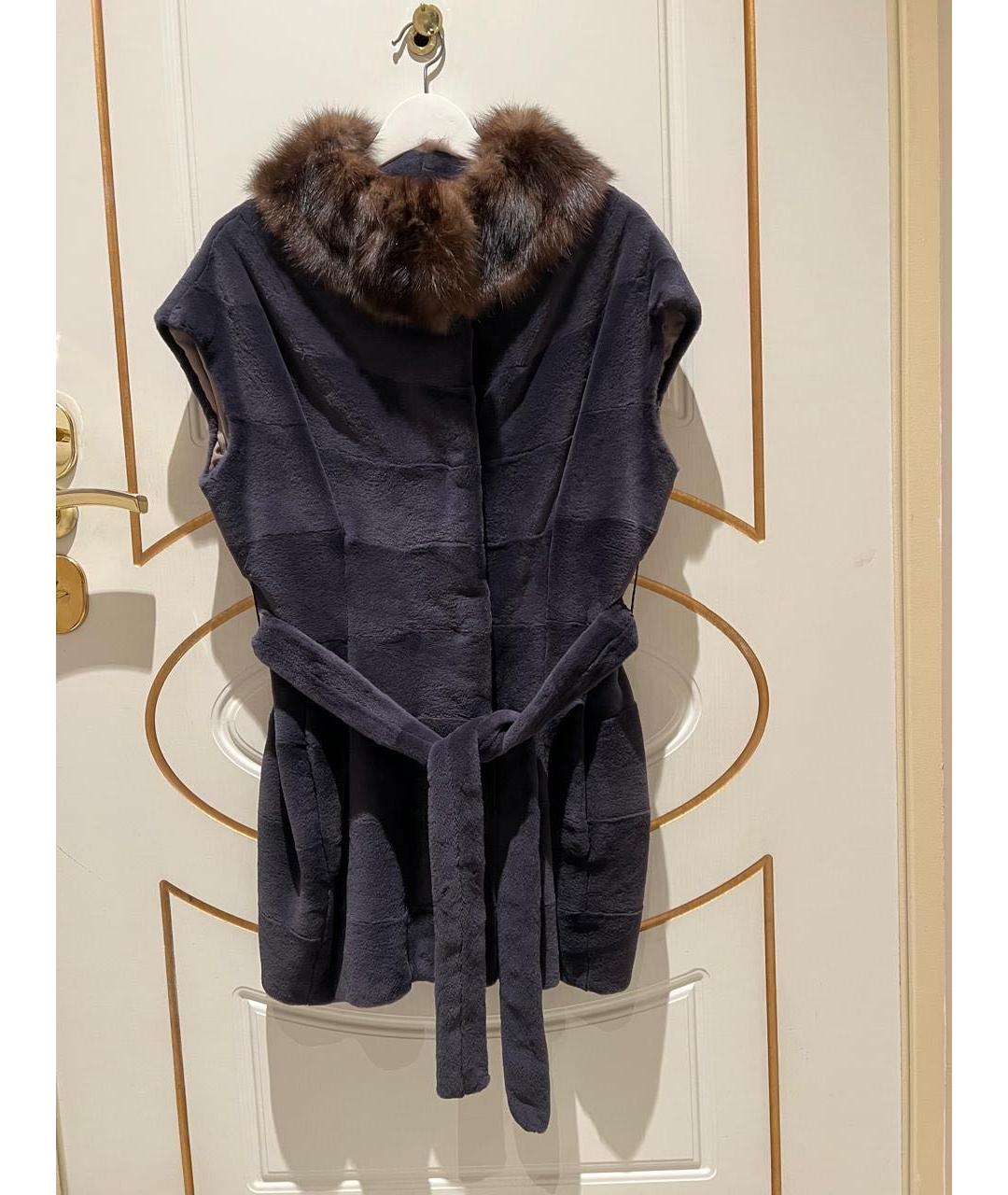 BRASCHI Темно-синяя меховая шуба, фото 6