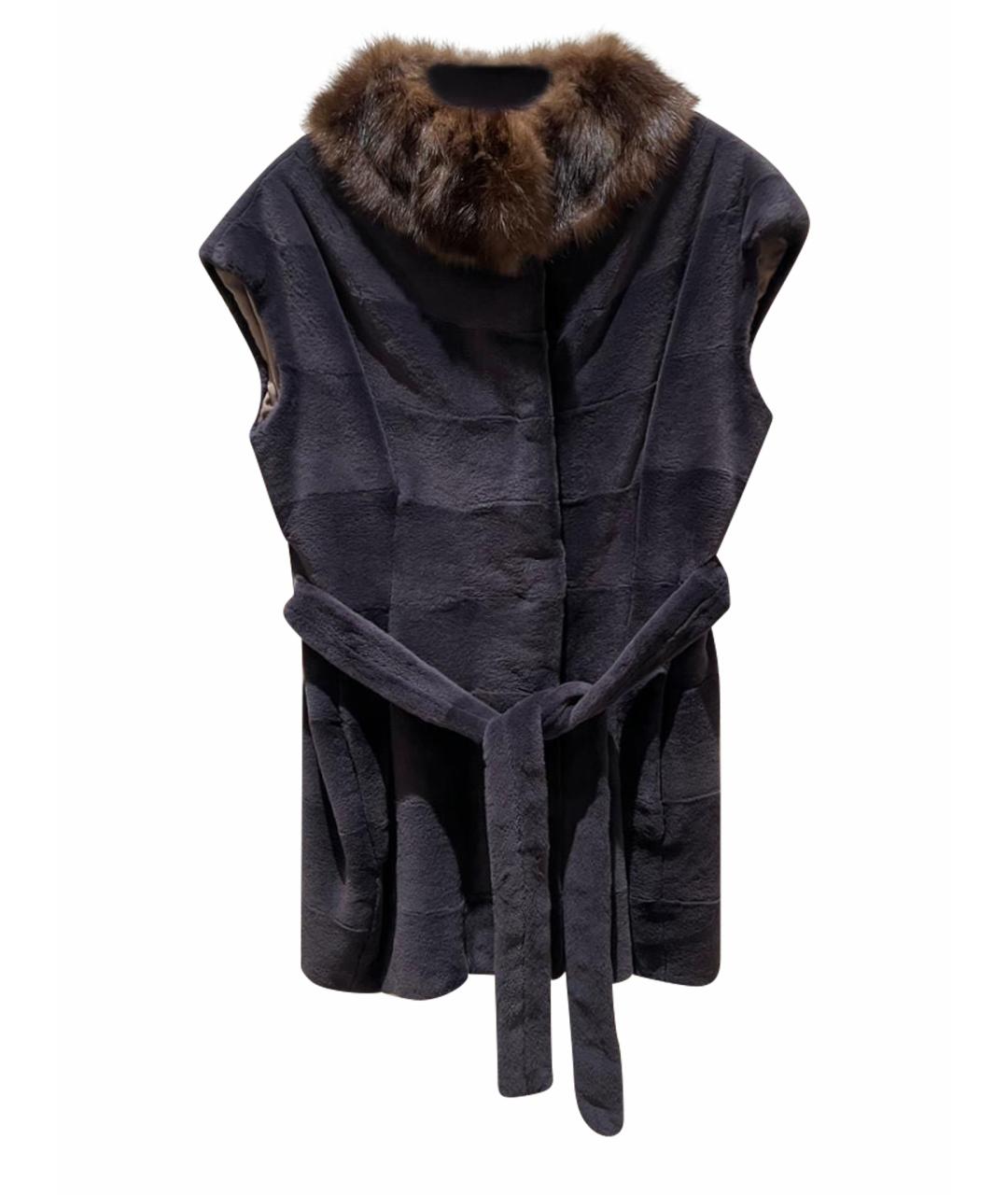 BRASCHI Темно-синяя меховая шуба, фото 1