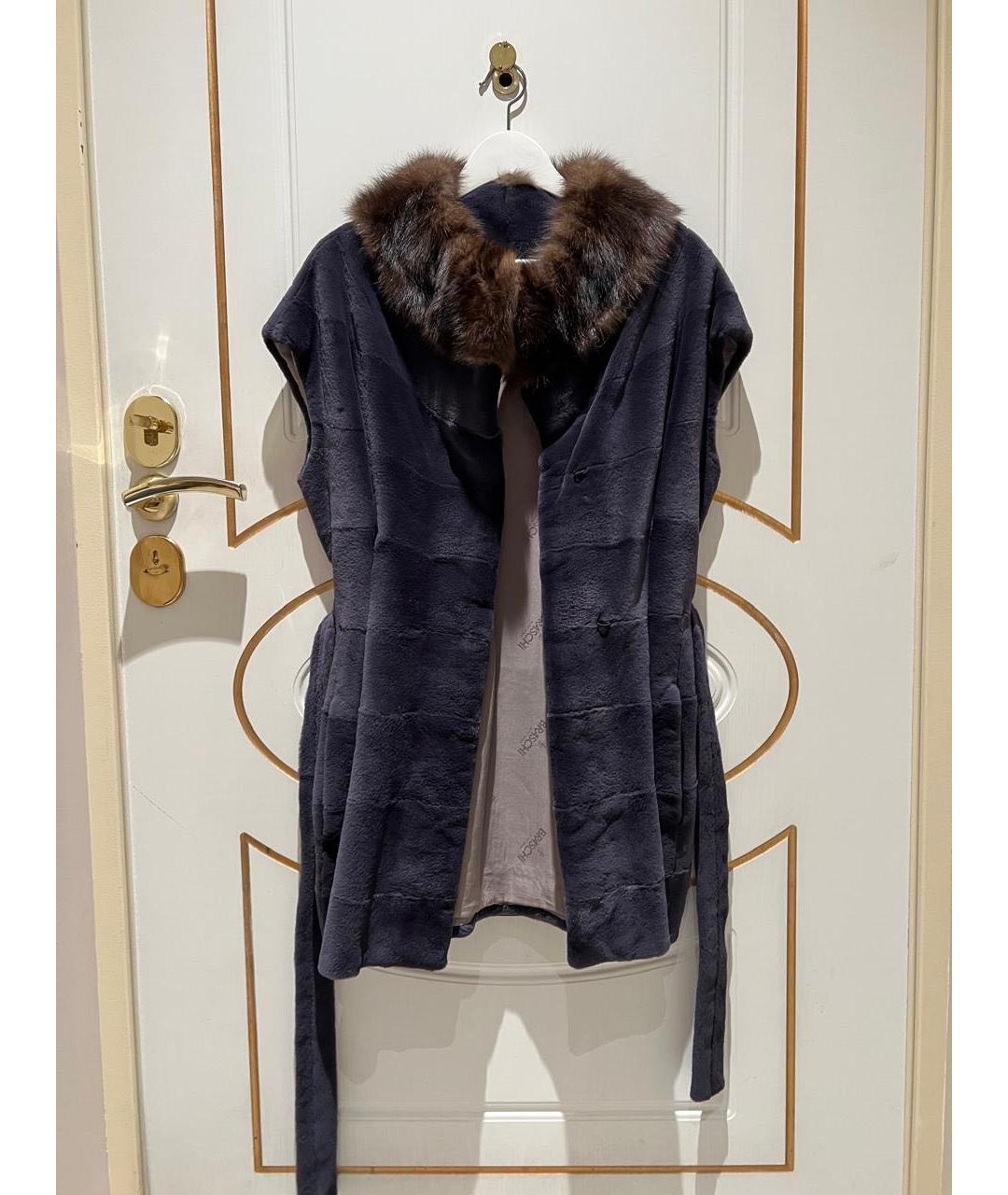 BRASCHI Темно-синяя меховая шуба, фото 3