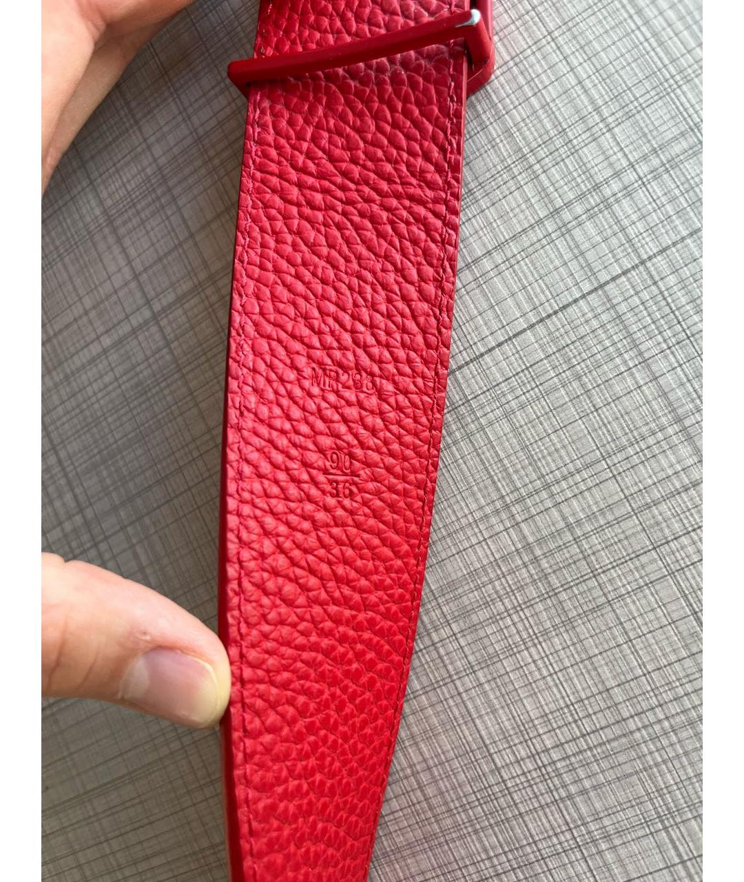 LOUIS VUITTON Красный кожаный ремень, фото 6