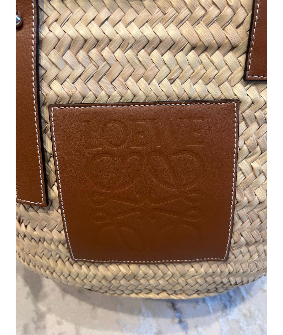 LOEWE Бежевая пелетеная пляжная сумка, фото 2