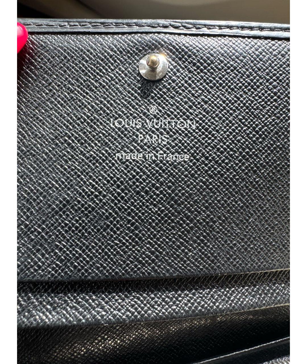 LOUIS VUITTON Черный кожаный кошелек, фото 4