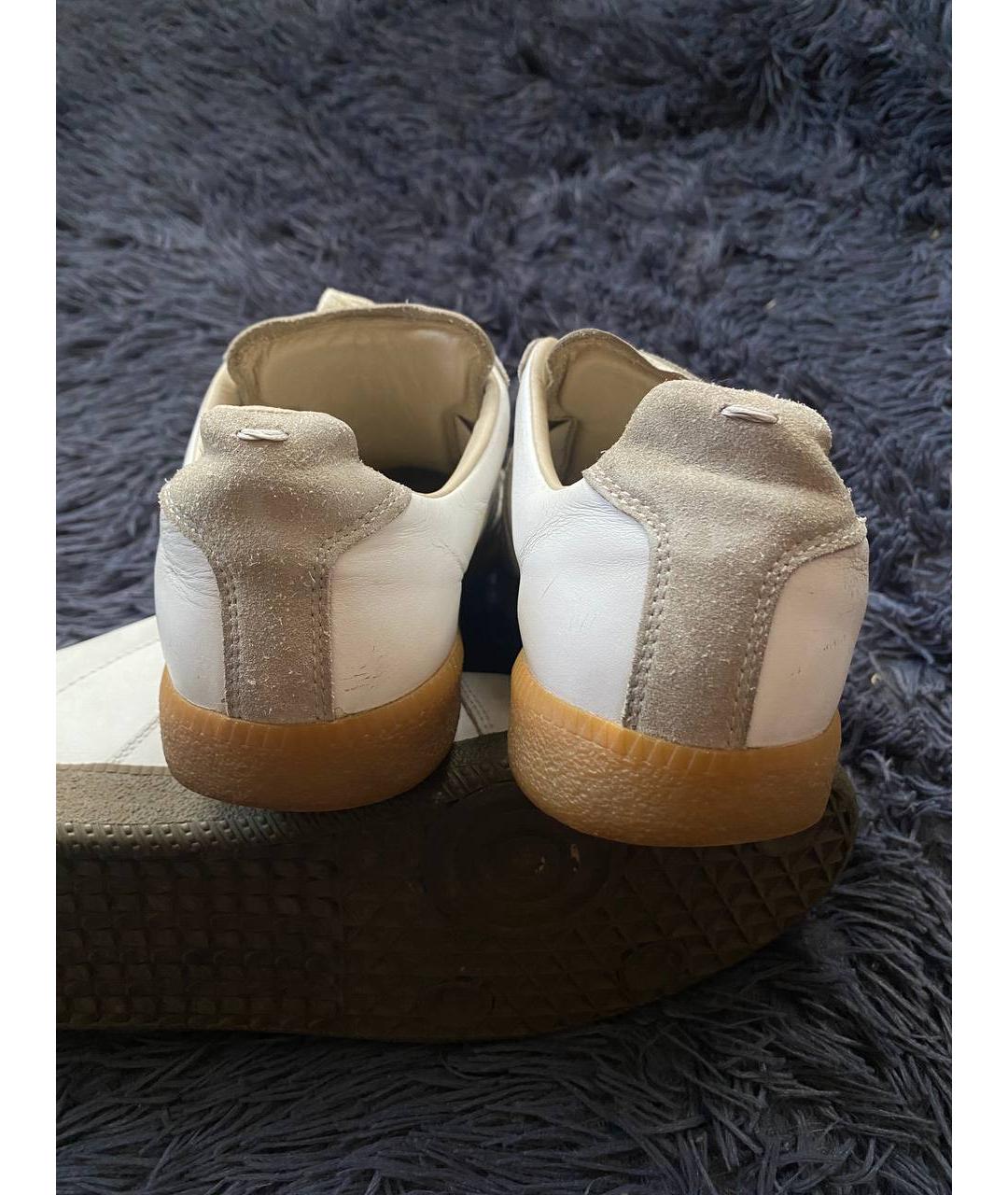 MAISON MARGIELA Бежевые кожаные кеды, фото 4