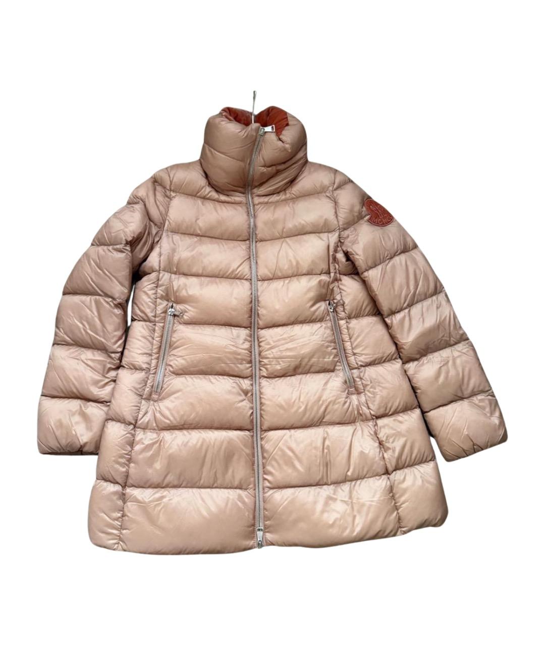 MONCLER Оранжевый полиэстеровый пуховик, фото 1