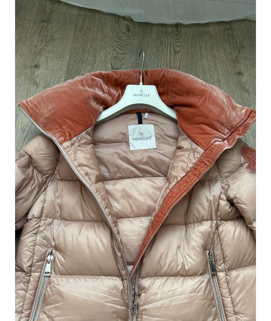 MONCLER Оранжевый полиэстеровый пуховик, фото 3