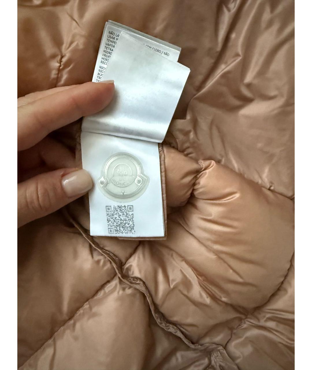MONCLER Оранжевый полиэстеровый пуховик, фото 5