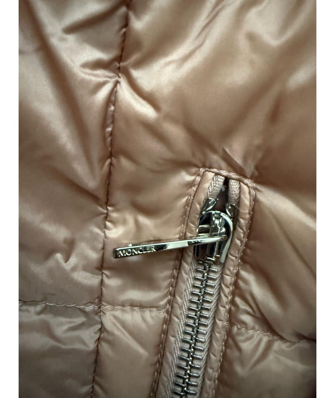 MONCLER Оранжевый полиэстеровый пуховик, фото 4