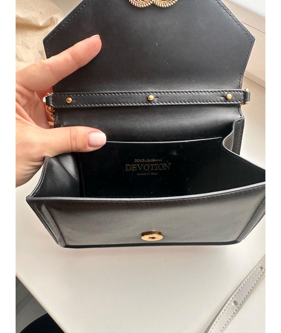 DOLCE&GABBANA Черная кожаная сумка через плечо, фото 4