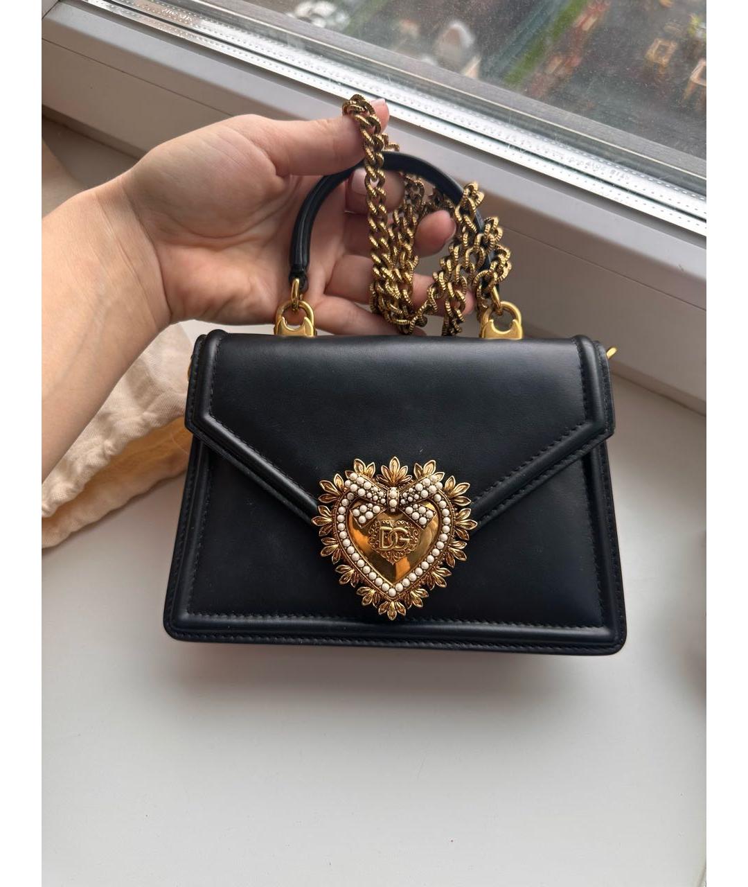 DOLCE&GABBANA Черная кожаная сумка через плечо, фото 5