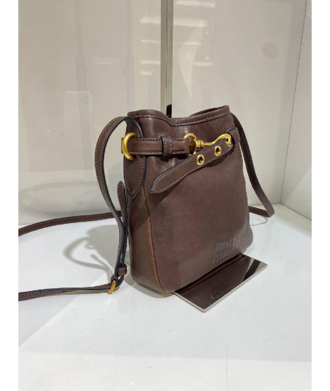 MIU MIU Коричневая кожаная сумка через плечо, фото 3