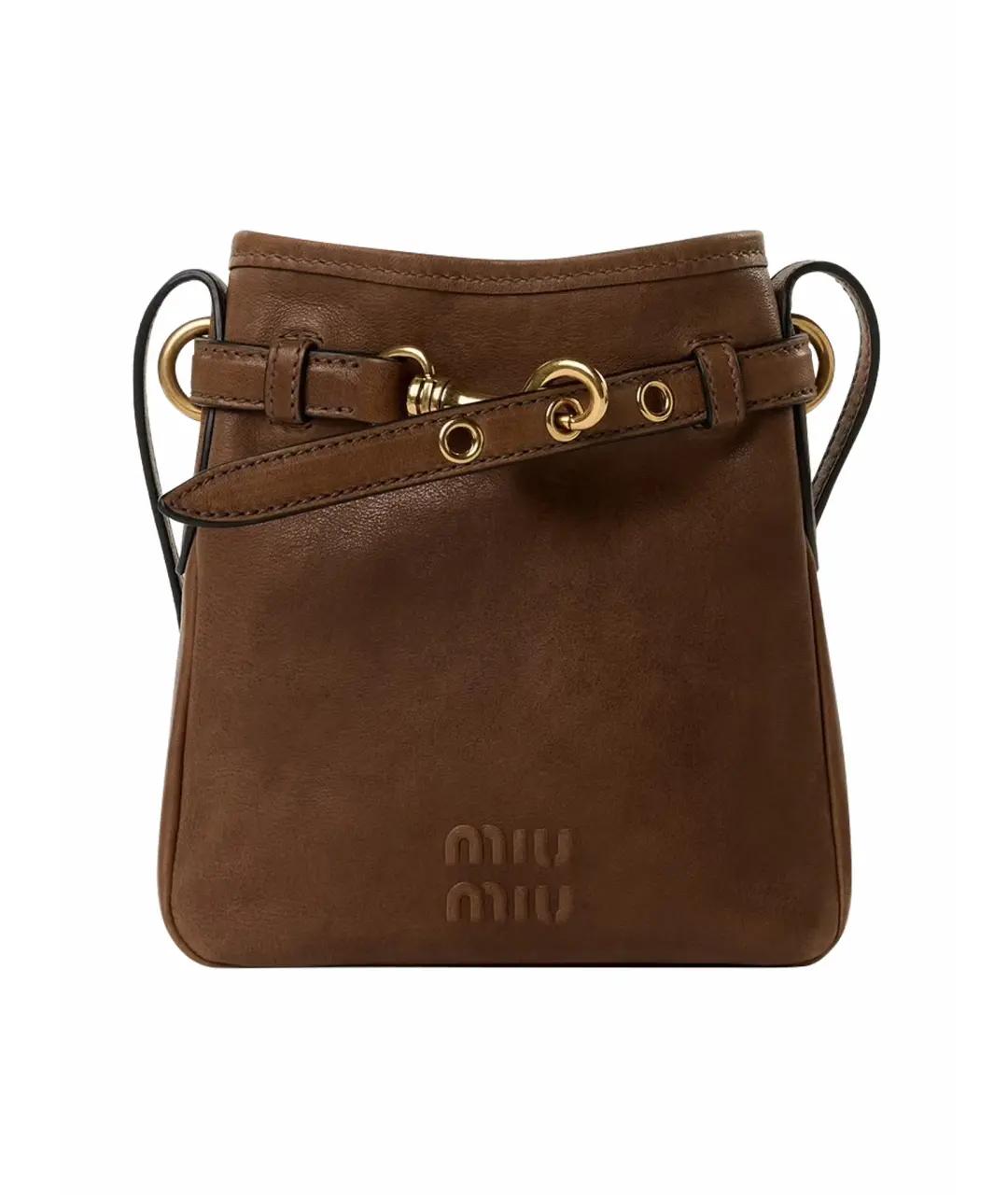 MIU MIU Коричневая кожаная сумка через плечо, фото 1
