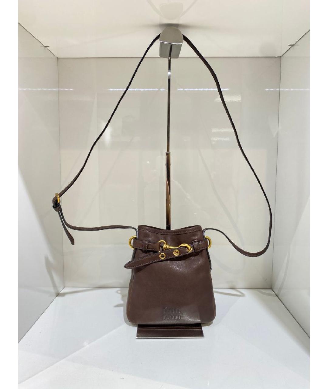 MIU MIU Коричневая кожаная сумка через плечо, фото 2