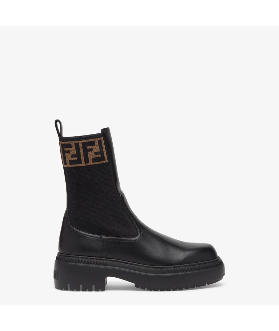 FENDI Черные кожаные ботинки, фото 6