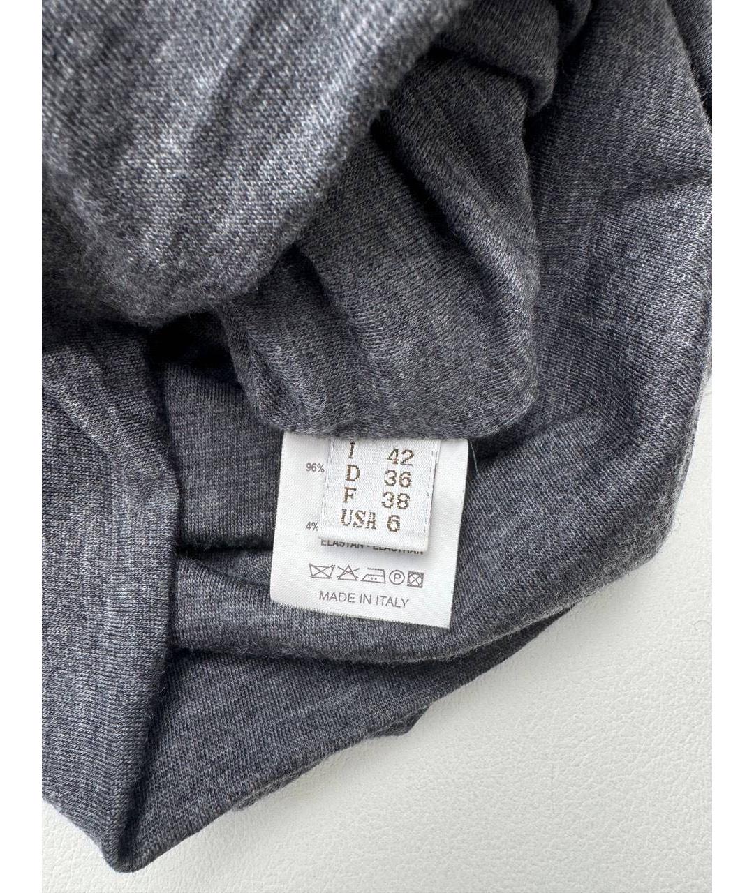 BRUNELLO CUCINELLI Серое шерстяное повседневное платье, фото 4