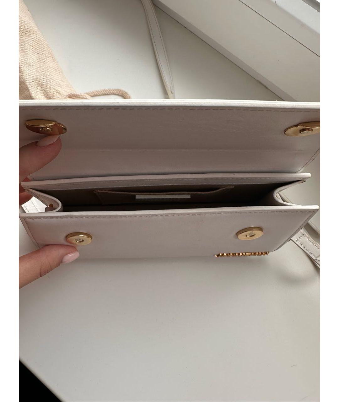 JACQUEMUS Белая кожаная сумка с короткими ручками, фото 2