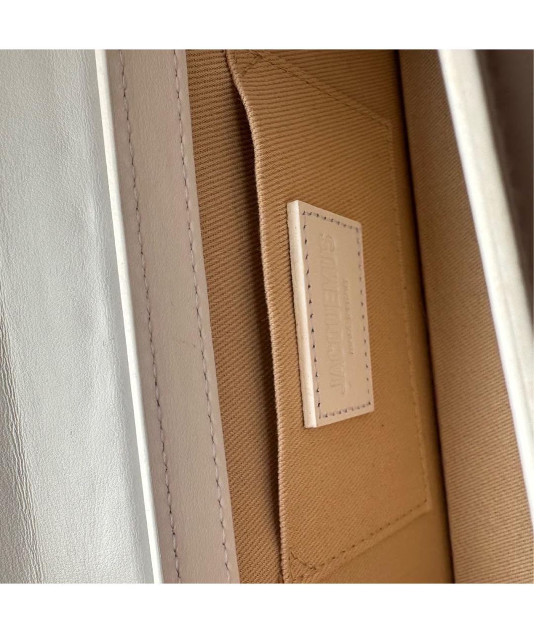 JACQUEMUS Белая кожаная сумка с короткими ручками, фото 4