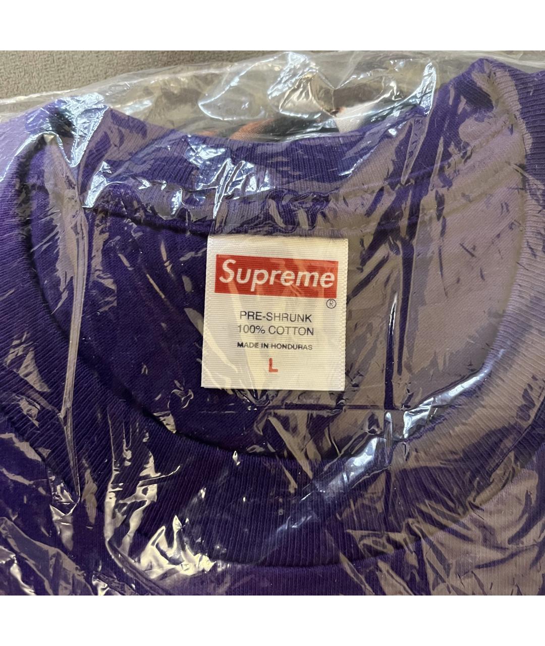 SUPREME Фиолетовая хлопковая футболка, фото 4