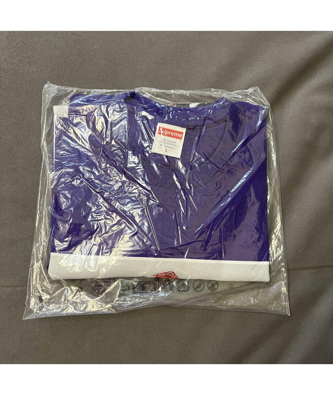 SUPREME Фиолетовая хлопковая футболка, фото 2