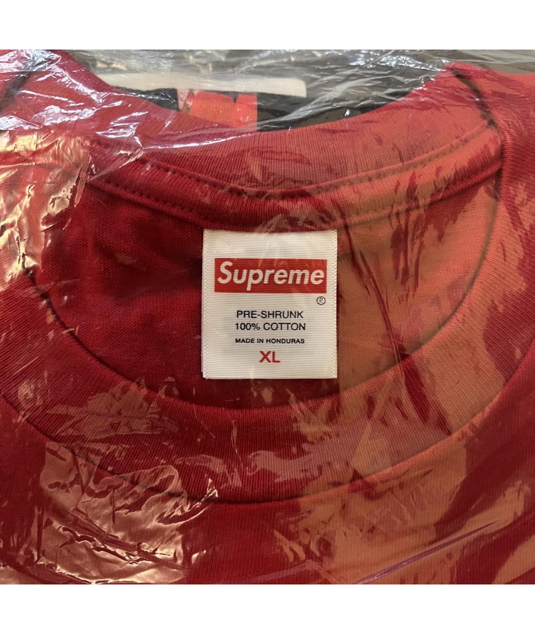 SUPREME Красная хлопковая футболка, фото 4