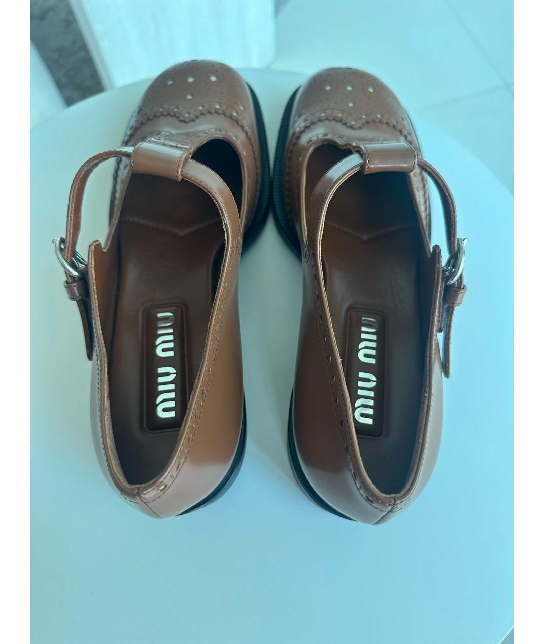 MIU MIU Коричневые кожаные брогги и оксфорды, фото 3