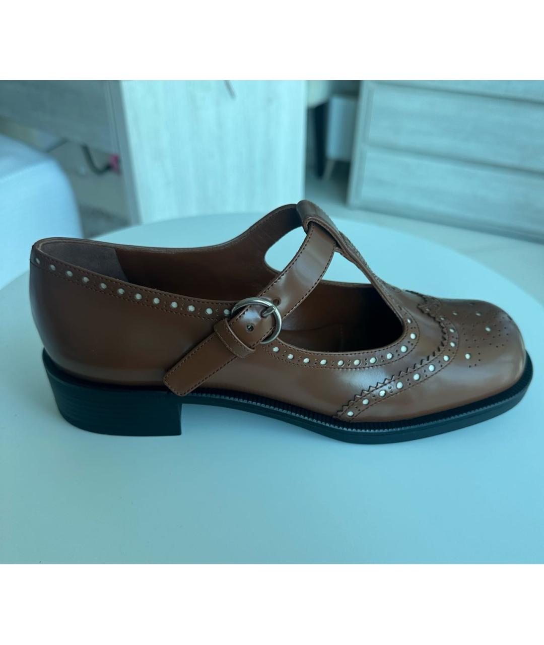 MIU MIU Коричневые кожаные брогги и оксфорды, фото 8