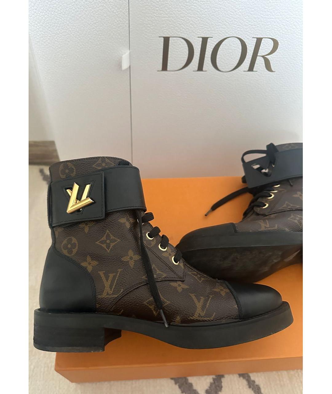 LOUIS VUITTON Коричневые кожаные ботинки, фото 5