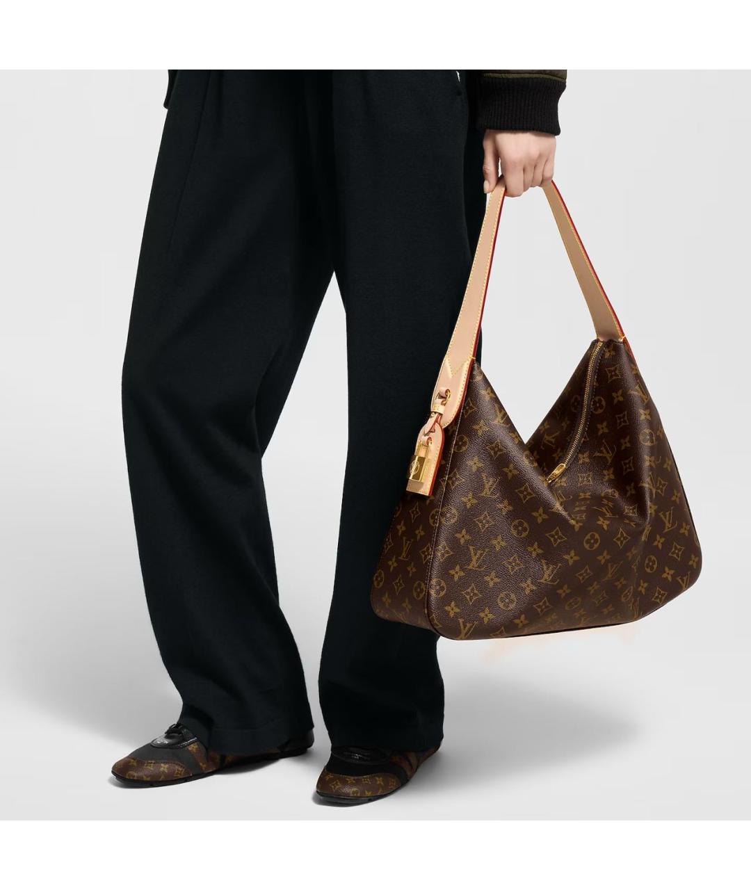 LOUIS VUITTON Коричневая кожаная сумка с короткими ручками, фото 5