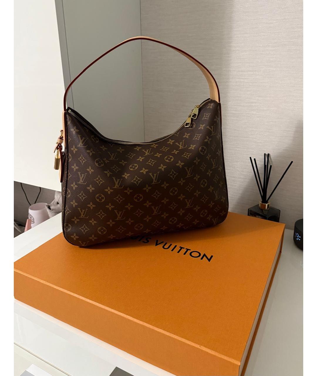 LOUIS VUITTON Коричневая кожаная сумка с короткими ручками, фото 3
