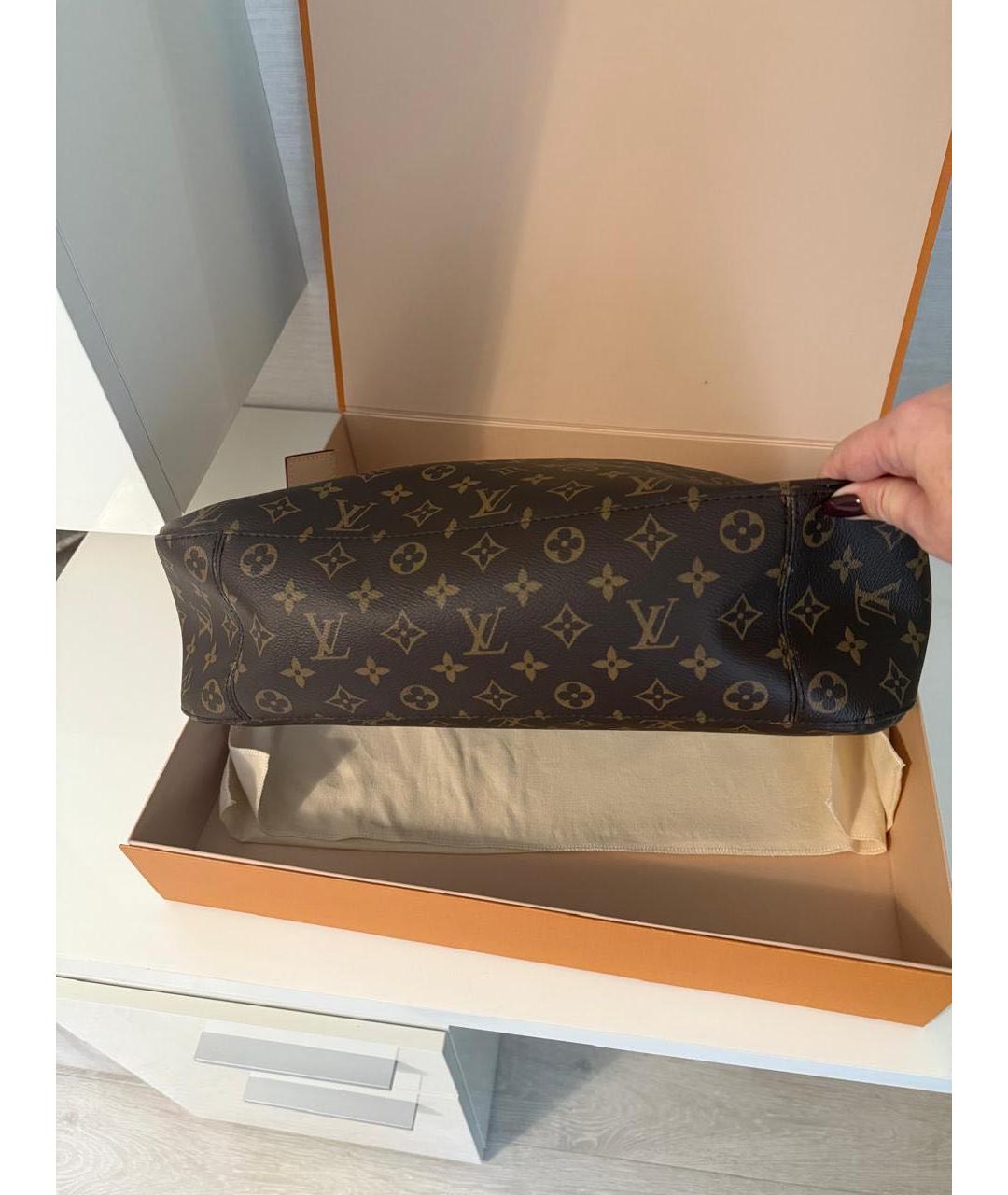 LOUIS VUITTON Коричневая кожаная сумка с короткими ручками, фото 8