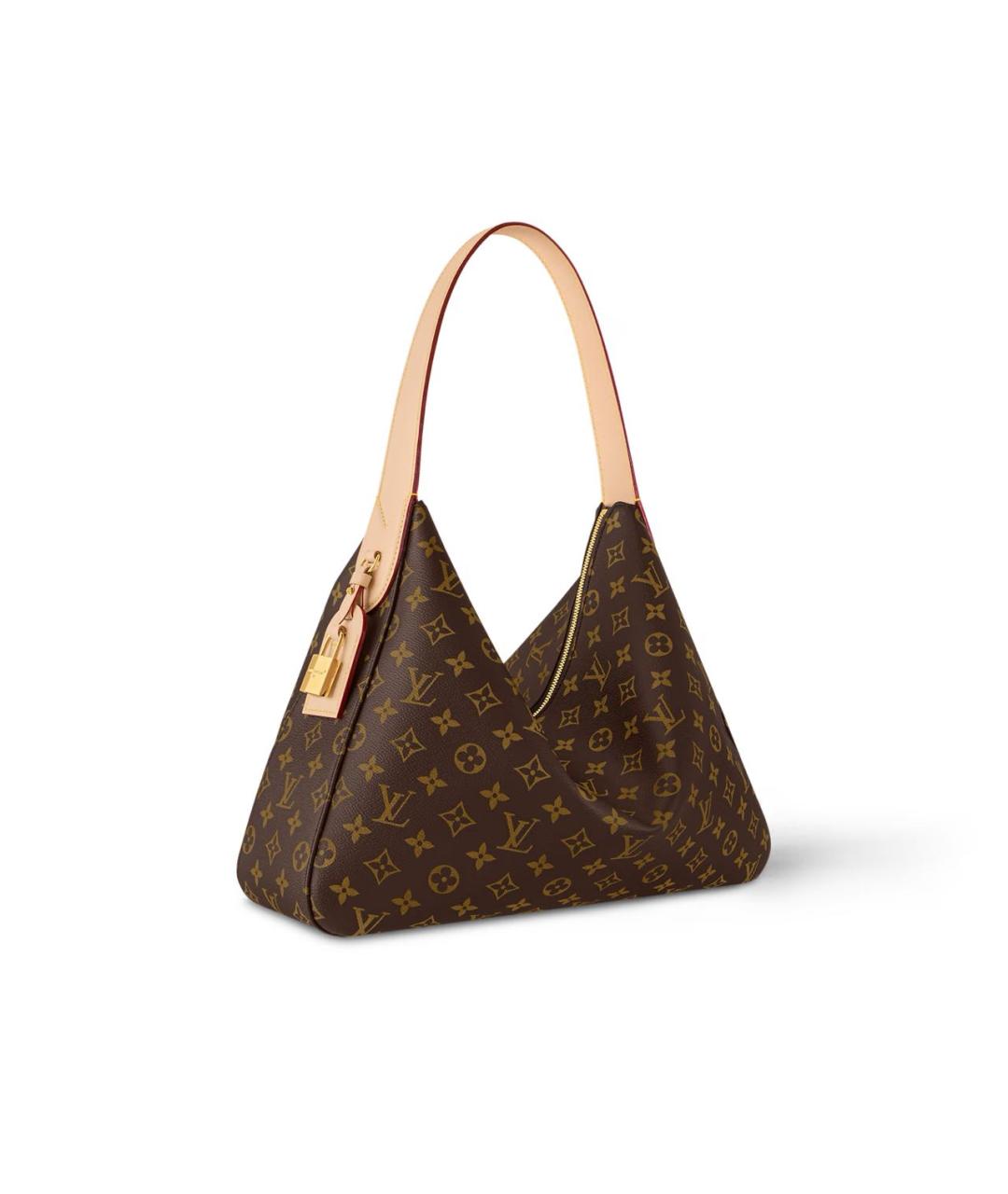 LOUIS VUITTON Коричневая кожаная сумка с короткими ручками, фото 6