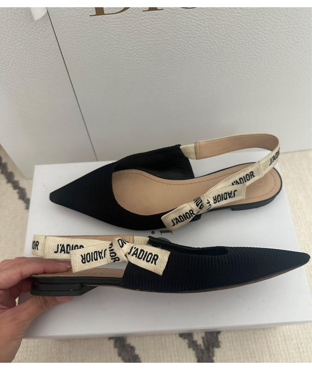 CHRISTIAN DIOR Черные текстильные мюли, фото 4