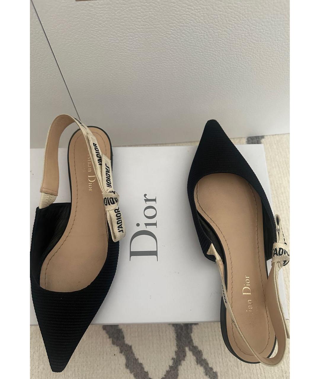CHRISTIAN DIOR Черные текстильные мюли, фото 2