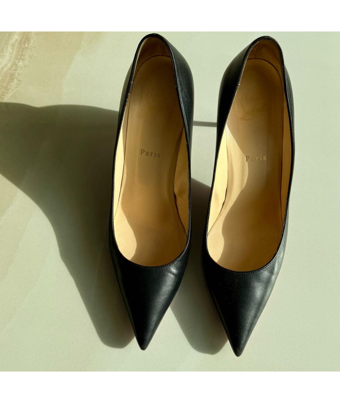 CHRISTIAN LOUBOUTIN Черные кожаные туфли, фото 4