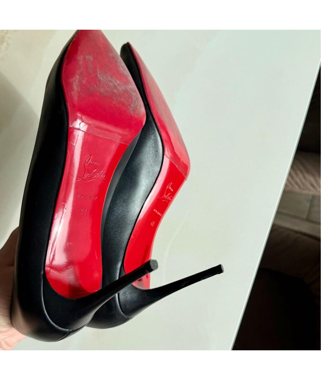 CHRISTIAN LOUBOUTIN Черные кожаные туфли, фото 5