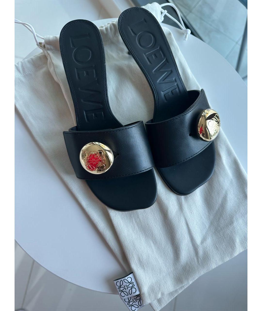 LOEWE Черные кожаные мюли, фото 7