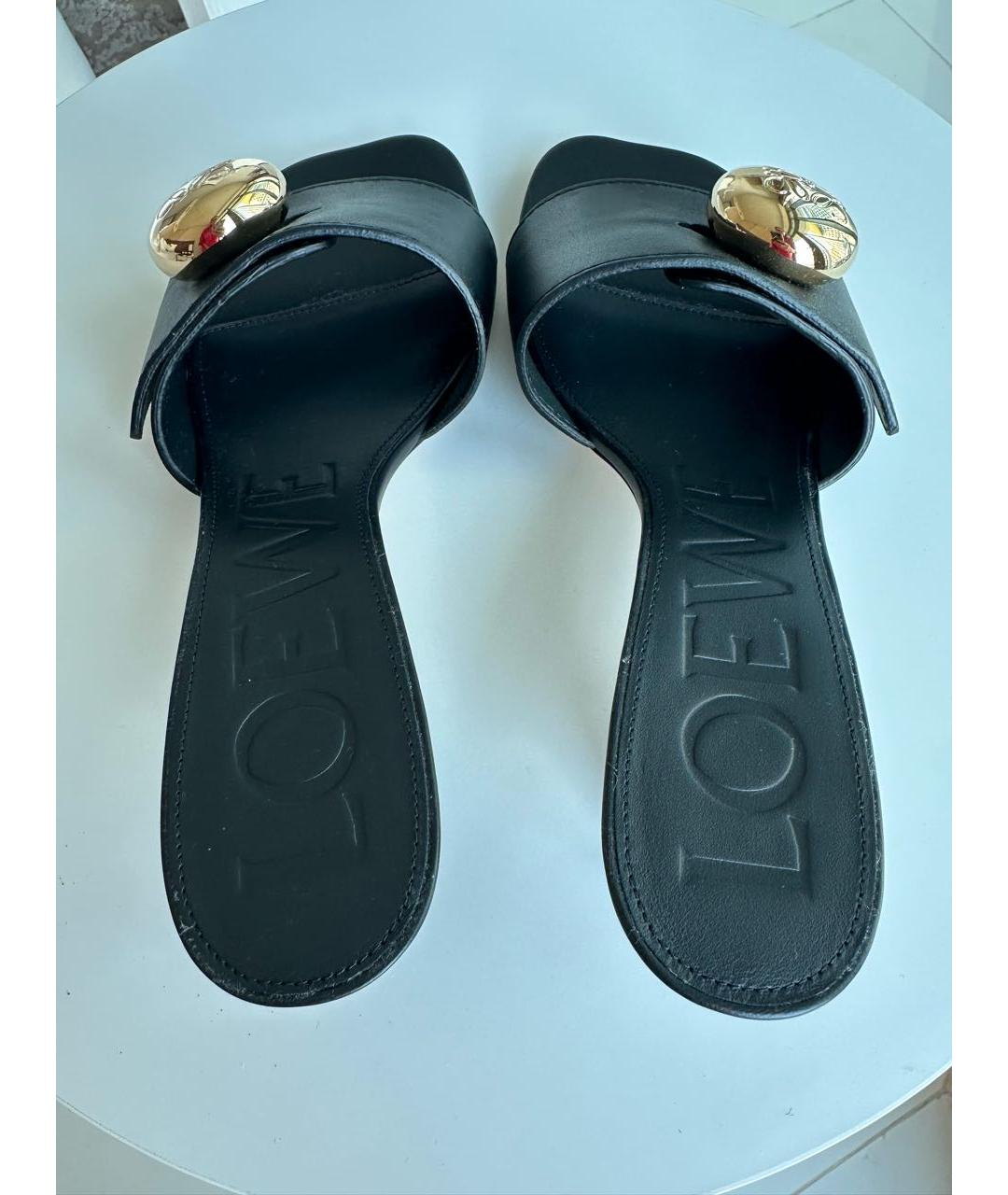 LOEWE Черные кожаные мюли, фото 3