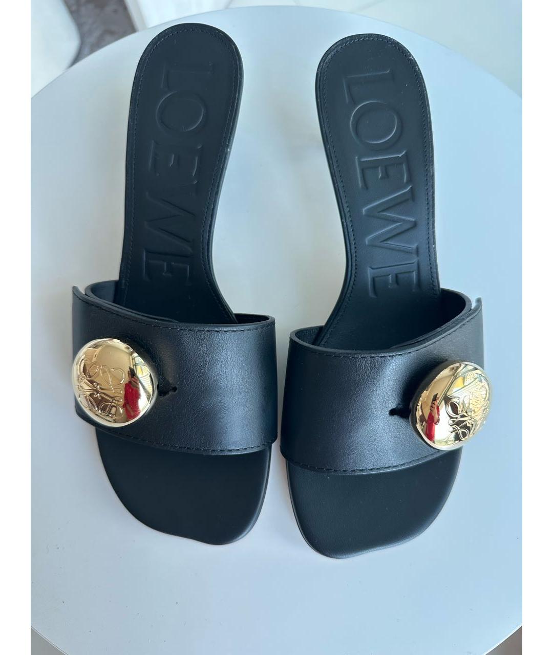 LOEWE Черные кожаные мюли, фото 2