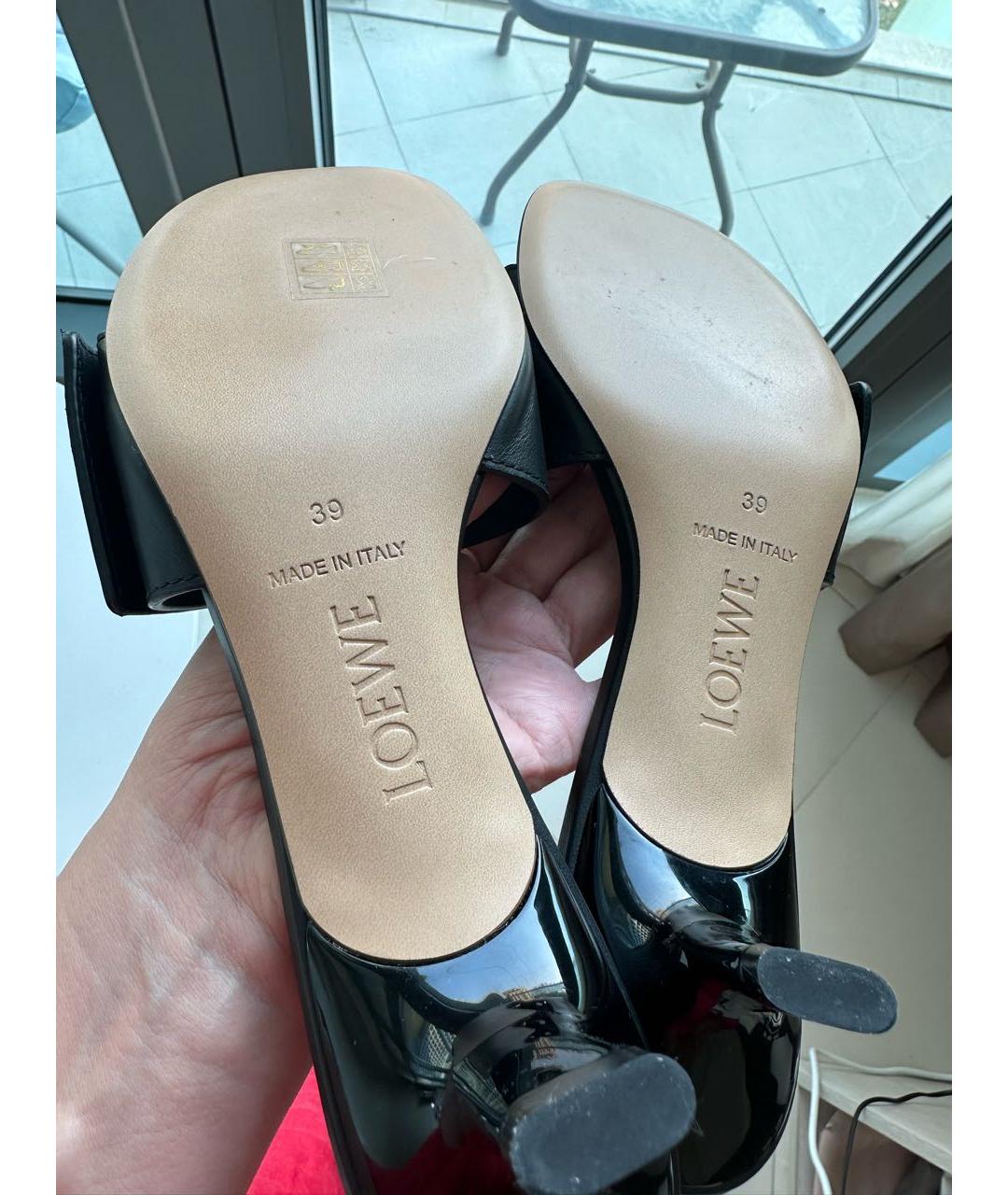 LOEWE Черные кожаные мюли, фото 5