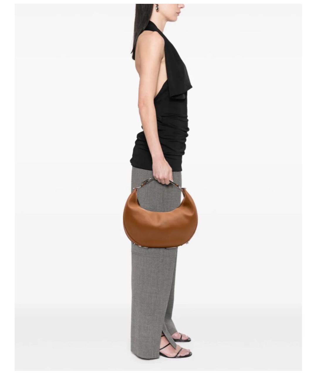 FENDI Коричневая кожаная сумка с короткими ручками, фото 2